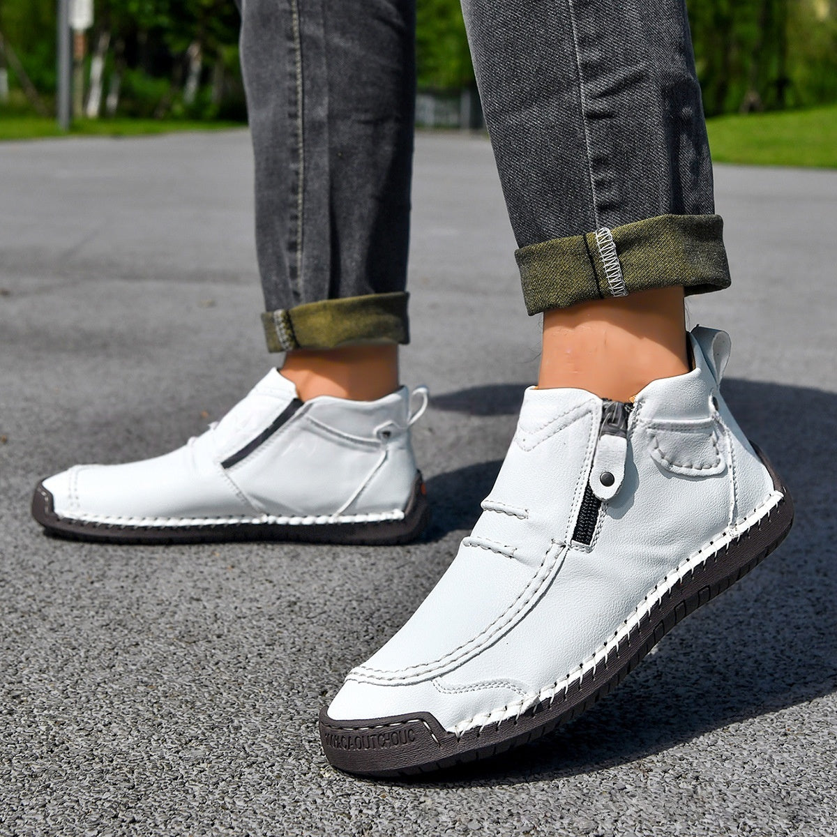 Men's Flats Ankle Boots Fashion Casual Side-zipper Boot Temperament Commuter Shoes
