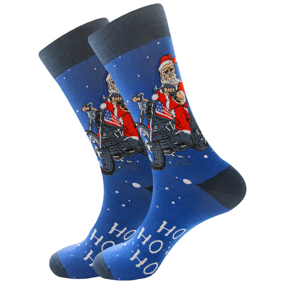 Fashion Christmas 12 Color Elk Santa Snow Socks