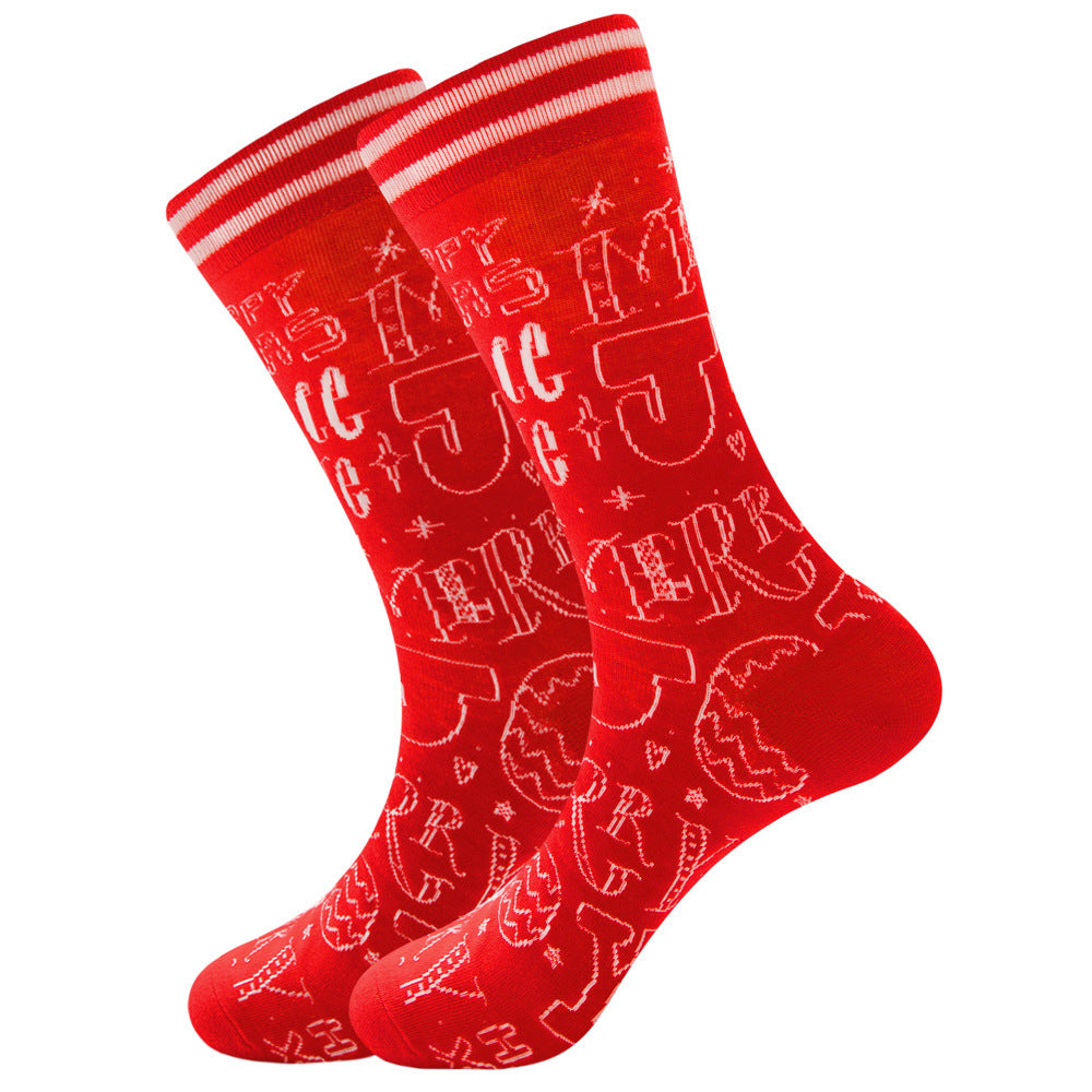 Fashion Christmas 12 Color Elk Santa Snow Socks
