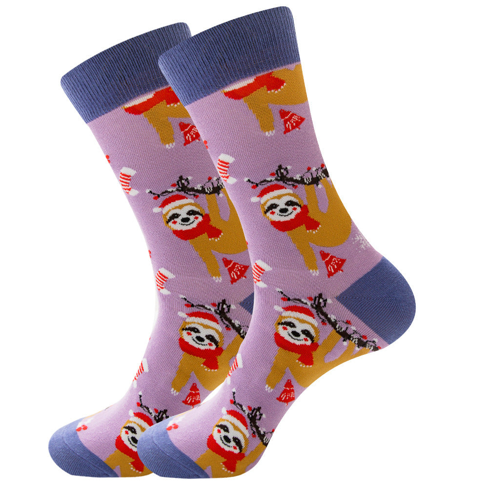 Fashion Christmas 12 Color Elk Santa Snow Socks